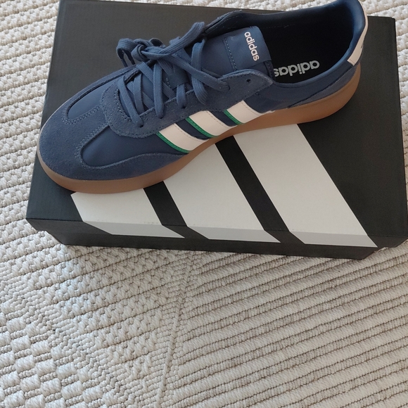 adidas Shoes - Adidas Navy Sneakers with White and Green Accents Size 10.5W